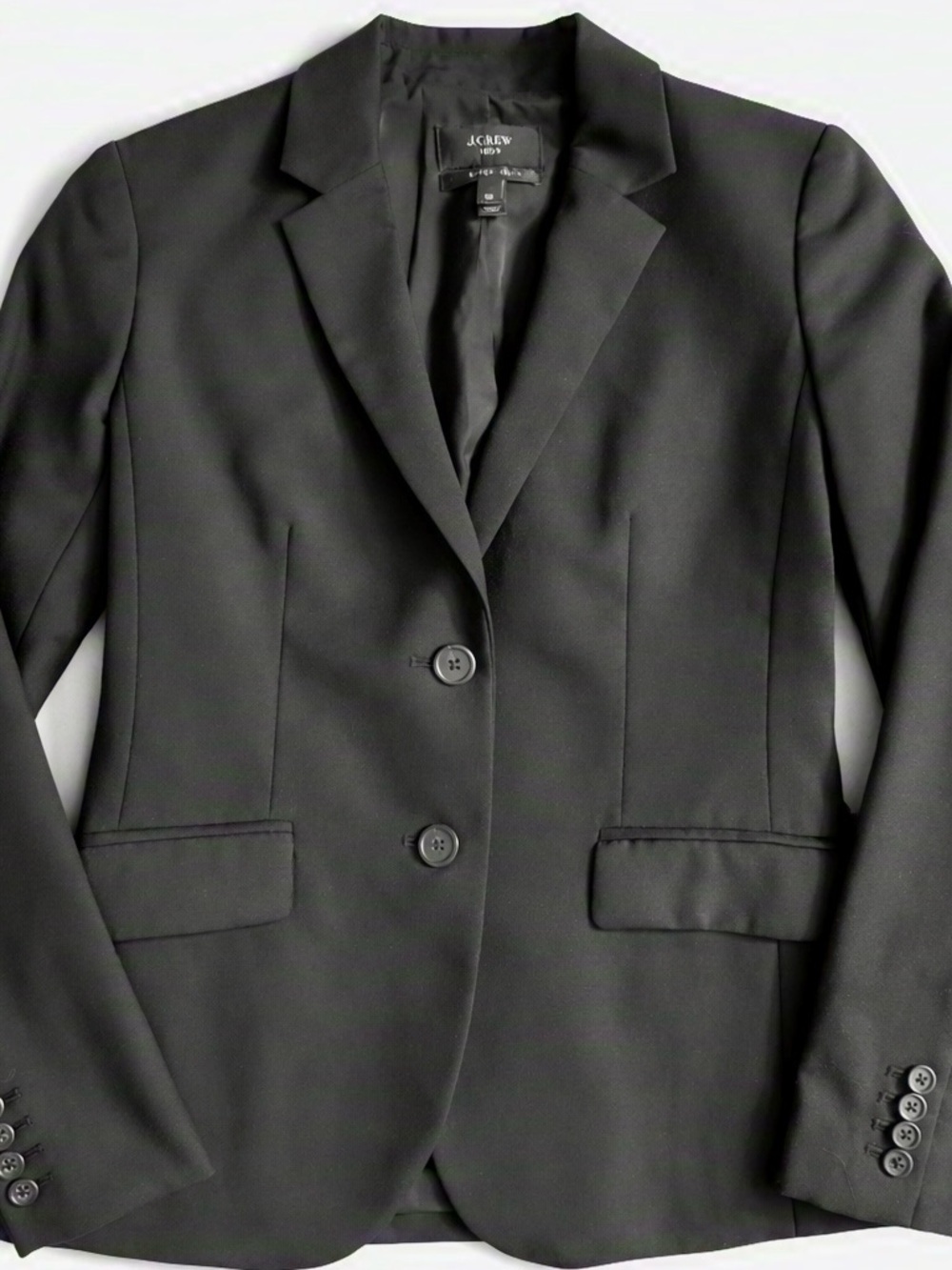 J Crew 1035 Black Two-Button Jacket in Super 120s Wool- Size 00